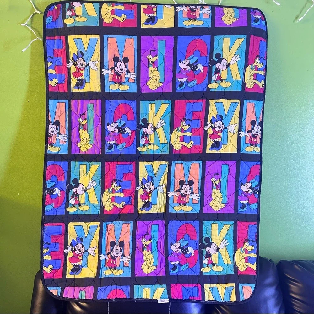 Disney Mickey Mouse Colorful Quilt - Blue, Red, Yellow size 40” x 52”